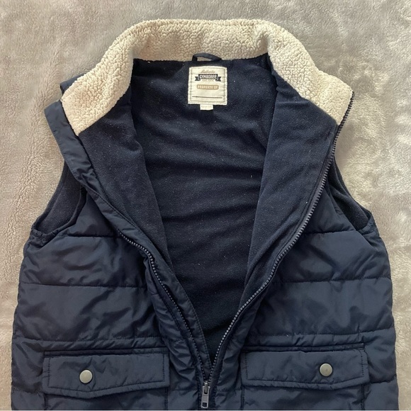 Gymboree Navy Blue Fleece Lined Puffer Vest Boys Large 10 12 Full Zip - Picture 2 of 7